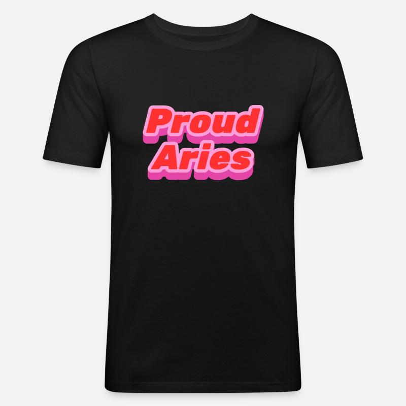 Proud Aries - stolzer Widder - Männer Slim Fit T-Shirt - Schwarz