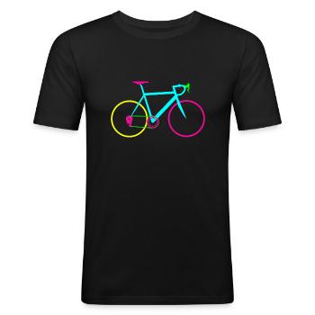 Rennrad Fahrrad Design in hellen Farben - Männer Slim Fit T-Shirt - Schwarz - Vorne - Nik (191cm)