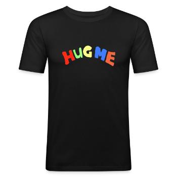 hug me - Männer Slim Fit T-Shirt - Schwarz - Vorne - Nik (191cm)