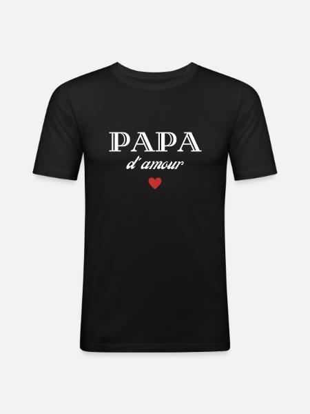 papa d'amour - T-shirt près du corps Homme - noir