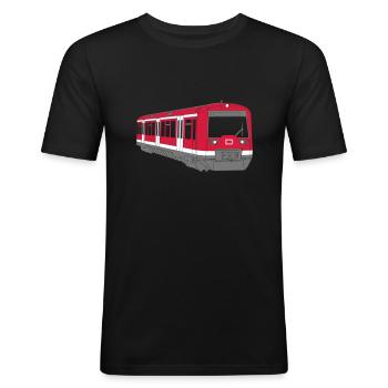 S-Bahn Hamburg - Männer Slim Fit T-Shirt - Schwarz - Vorne - Nik (191cm)