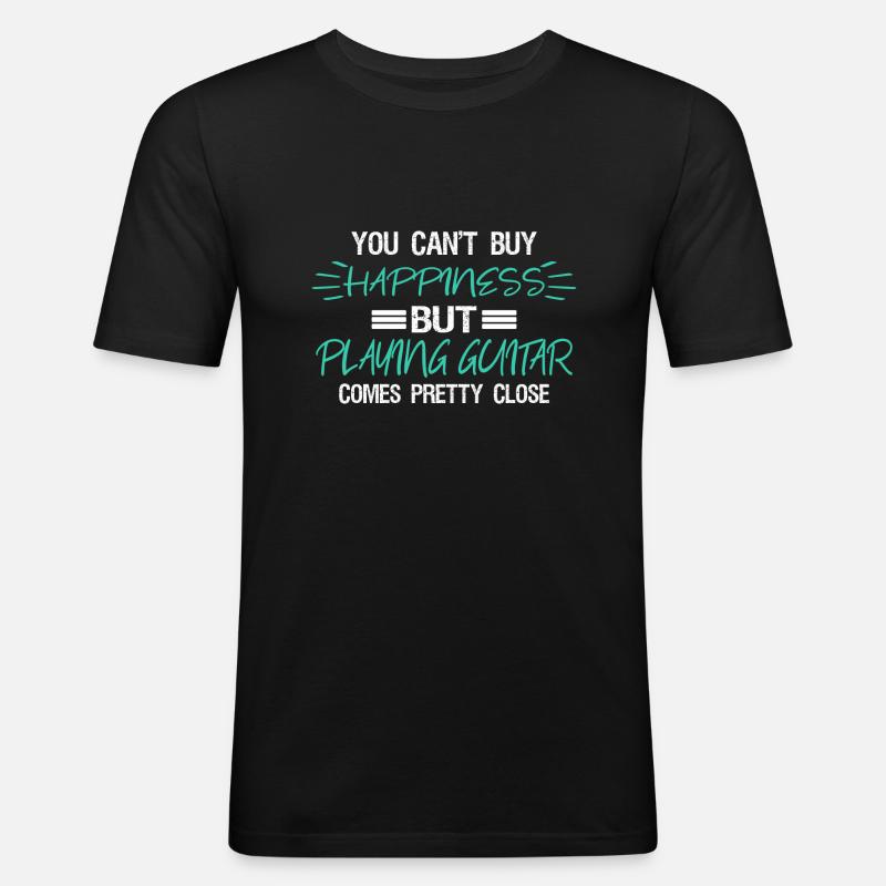 Gitarre - Männer Slim Fit T-Shirt - Schwarz