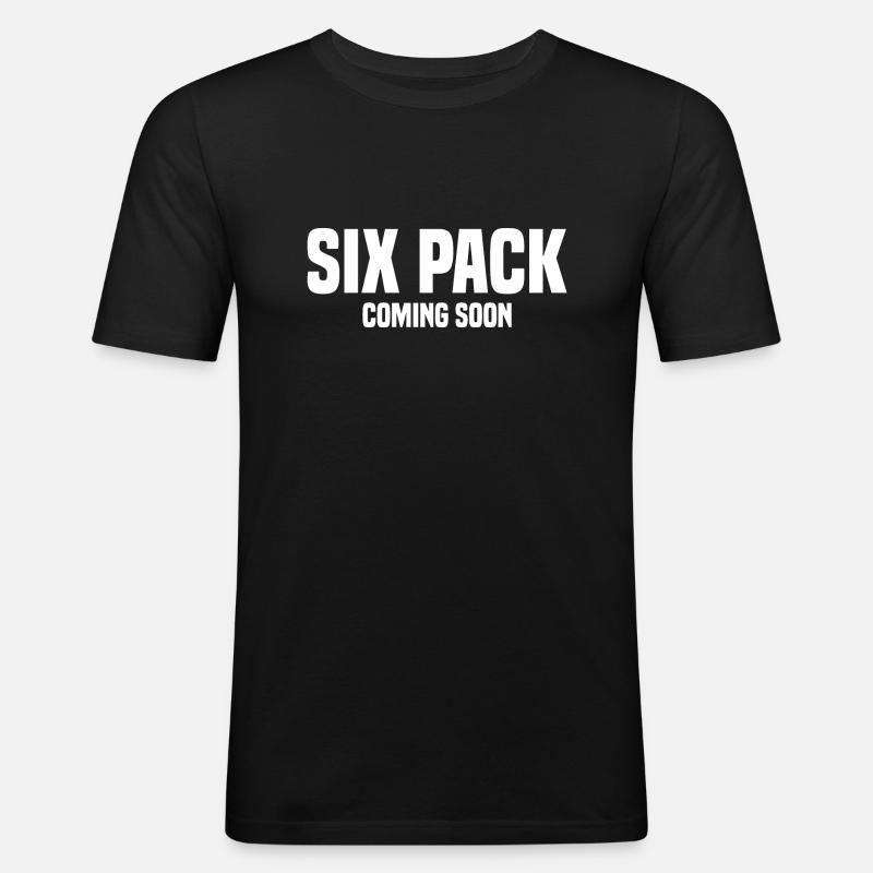 SIXPACK KOMMT BALD - Männer Slim Fit T-Shirt - Schwarz