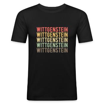 Ludwig Wittgenstein Philosophie du langage logique - T-shirt près du corps Homme - noir - Devant - Nik (191cm)