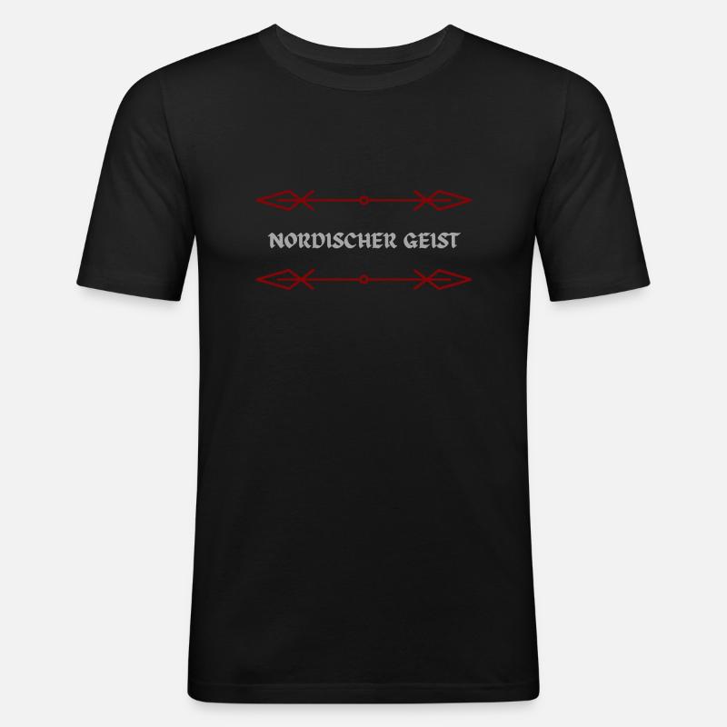 Nordischer Geist - Männer Slim Fit T-Shirt - Schwarz