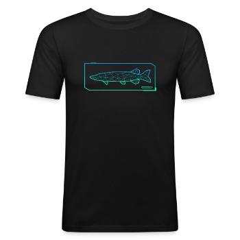 Pike Fishing Polygon Fish Pike Angler Fisherman - Men's Slim Fit T-Shirt - black - Front - Nik (191cm)