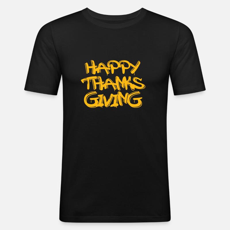 Glücklicher Dank - Männer Slim Fit T-Shirt - Schwarz