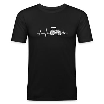 LANDWIRT MASCHINEN TRECKER EKG TRAKTOREN - Männer Slim Fit T-Shirt - Schwarz - Vorne - Nik (191cm)