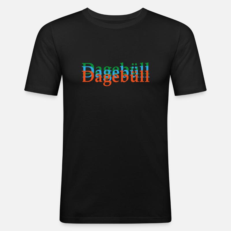 Dagebüll Doppelschrift - Männer Slim Fit T-Shirt - Schwarz