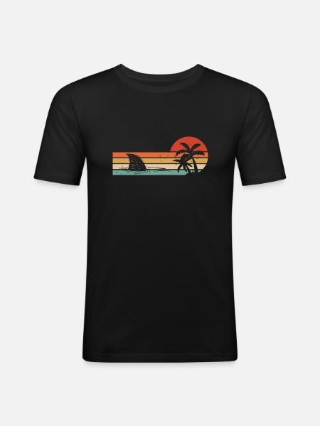Requin requin - Shark - T-shirt près du corps Homme - noir