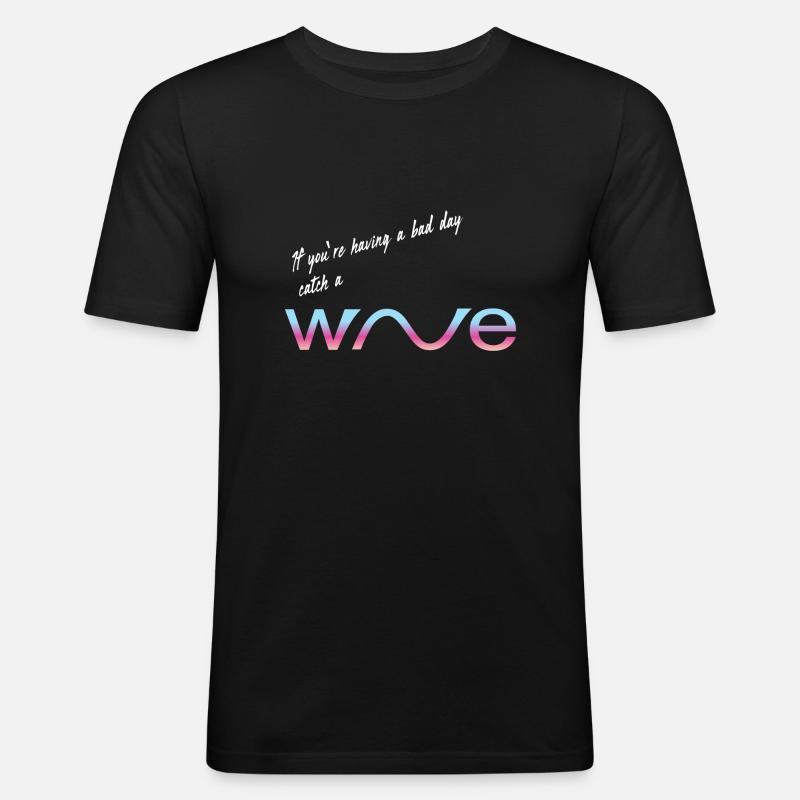 catch a wave - Männer Slim Fit T-Shirt - Schwarz