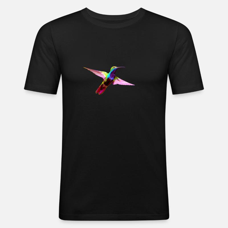 Bunter Kolibri - Männer Slim Fit T-Shirt - Schwarz