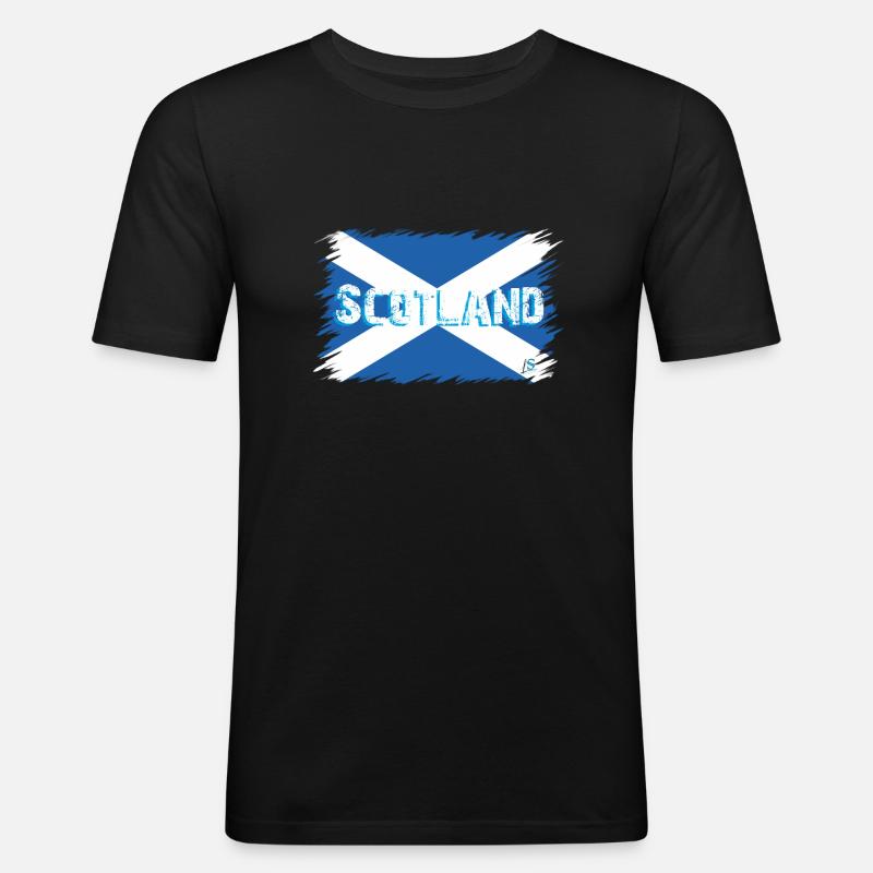 Schottische Flagge 2 - Männer Slim Fit T-Shirt - Schwarz
