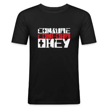 Consommez Conform Obey! - T-shirt près du corps Homme - noir - Devant - Nik (191cm)