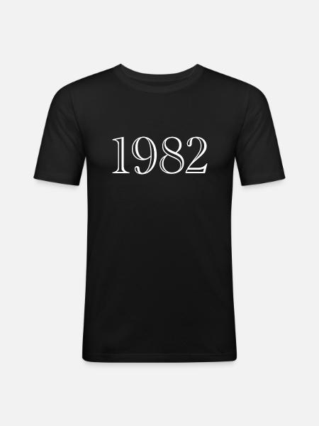 1982 - cadeau née en 1982 - T-shirt près du corps Homme - noir