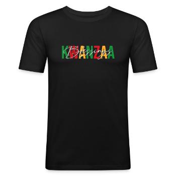 Kwanzaa Blessings - African Cultural Pride - Men's Slim Fit T-Shirt - black - Front - Nik (191cm)