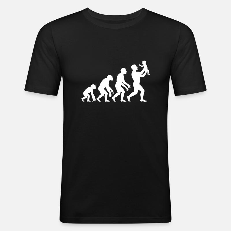 Évolution Du Singe Au Papa - T-shirt près du corps Homme - noir