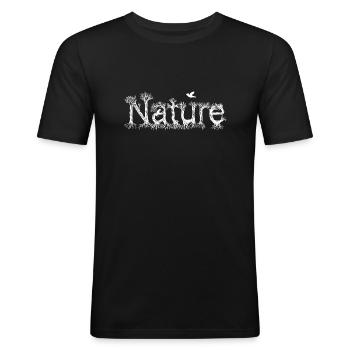 Tree group "Nature" in white - Men's Slim Fit T-Shirt - black - Front - Nik (191cm)