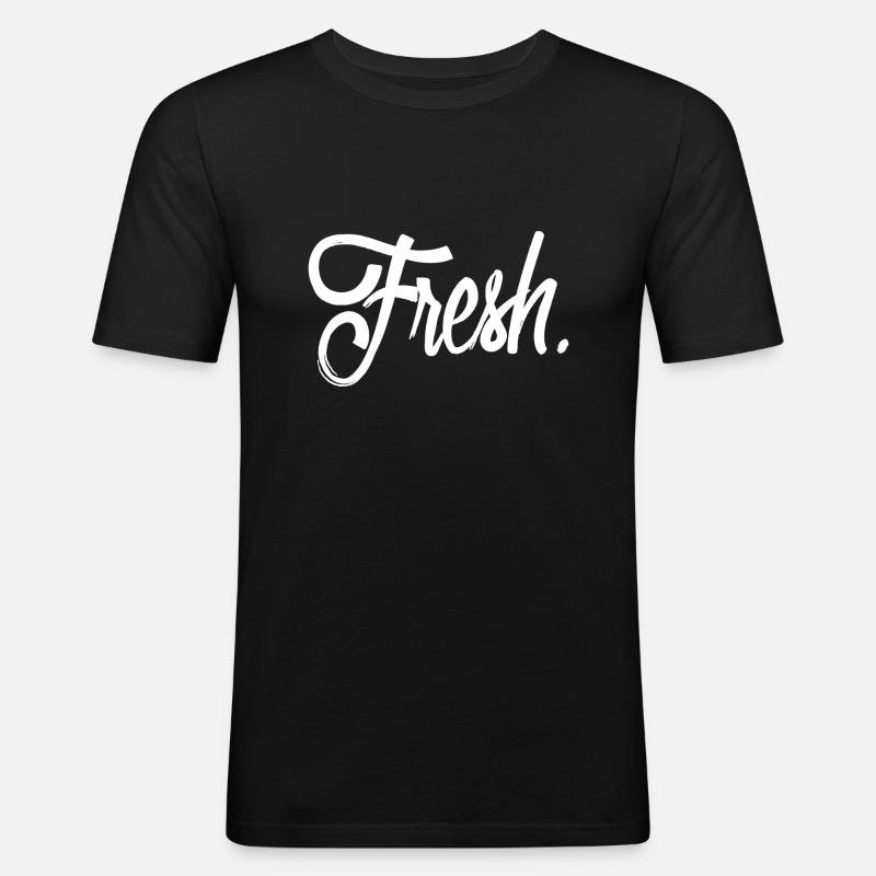 fresh white - Männer Slim Fit T-Shirt - Schwarz
