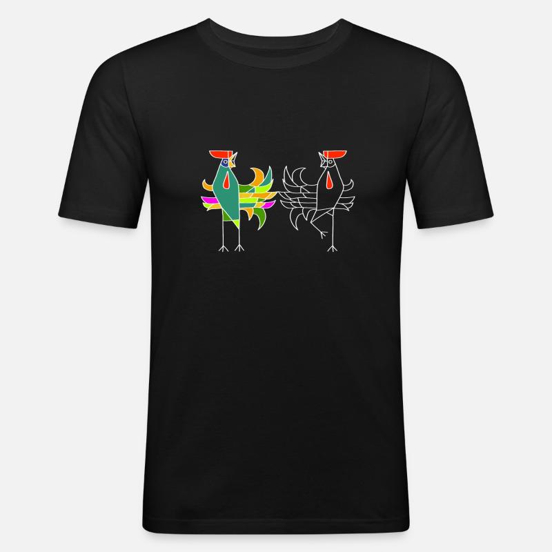 Hahn - Männer Slim Fit T-Shirt - Schwarz
