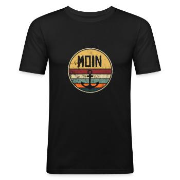 Moin Anker Vintage Retro Style Distressed Norden - Männer Slim Fit T-Shirt - Schwarz - Vorne - Nik (191cm)