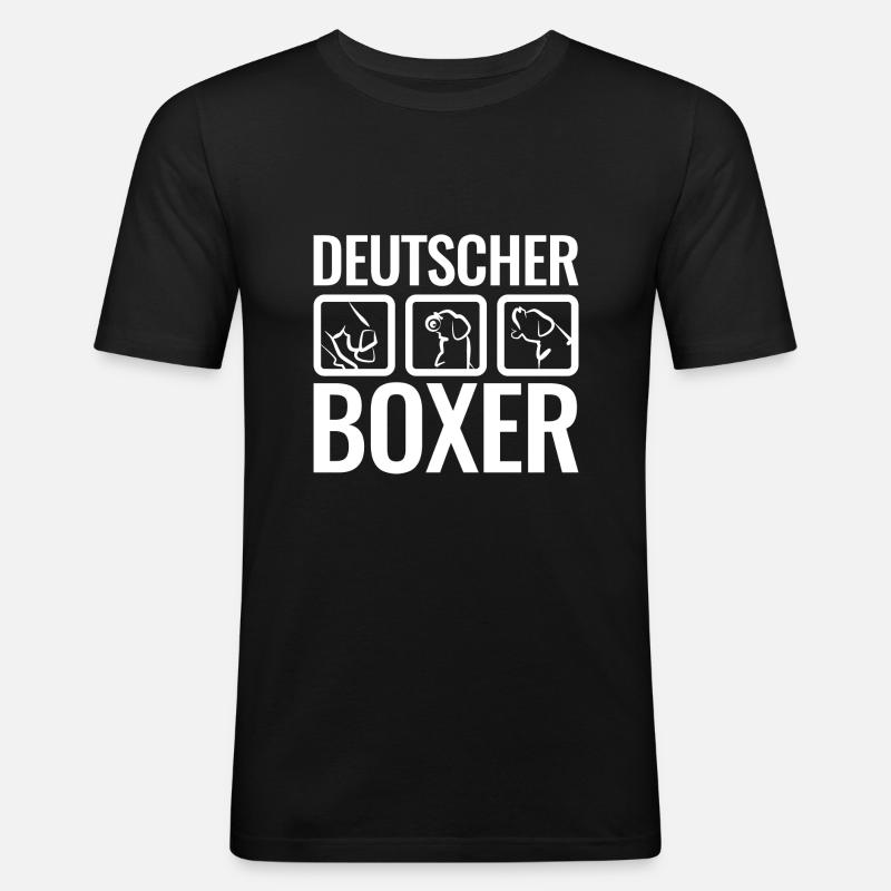 Deutscher Boxer white - Männer Slim Fit T-Shirt - Schwarz