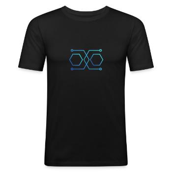 Alien Technologie Psytrance Symbole - T-shirt près du corps Homme - noir - Devant - Nik (191cm)