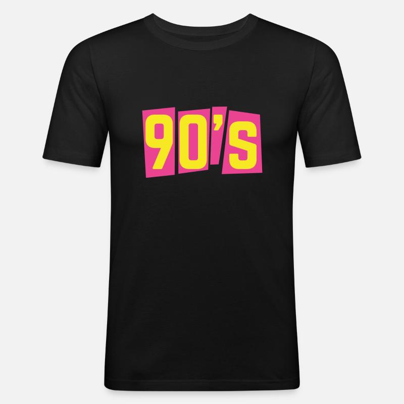 90s neunziger 90er oldschool - Männer Slim Fit T-Shirt - Schwarz