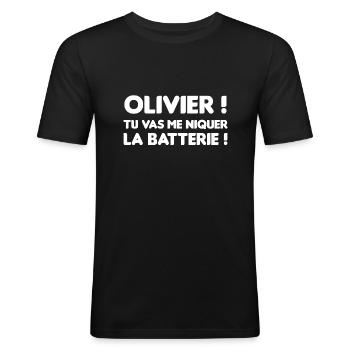Cadeau marrant Jacky tuning 135.3 dB - T-shirt près du corps Homme - noir - Devant - Nik (191cm)