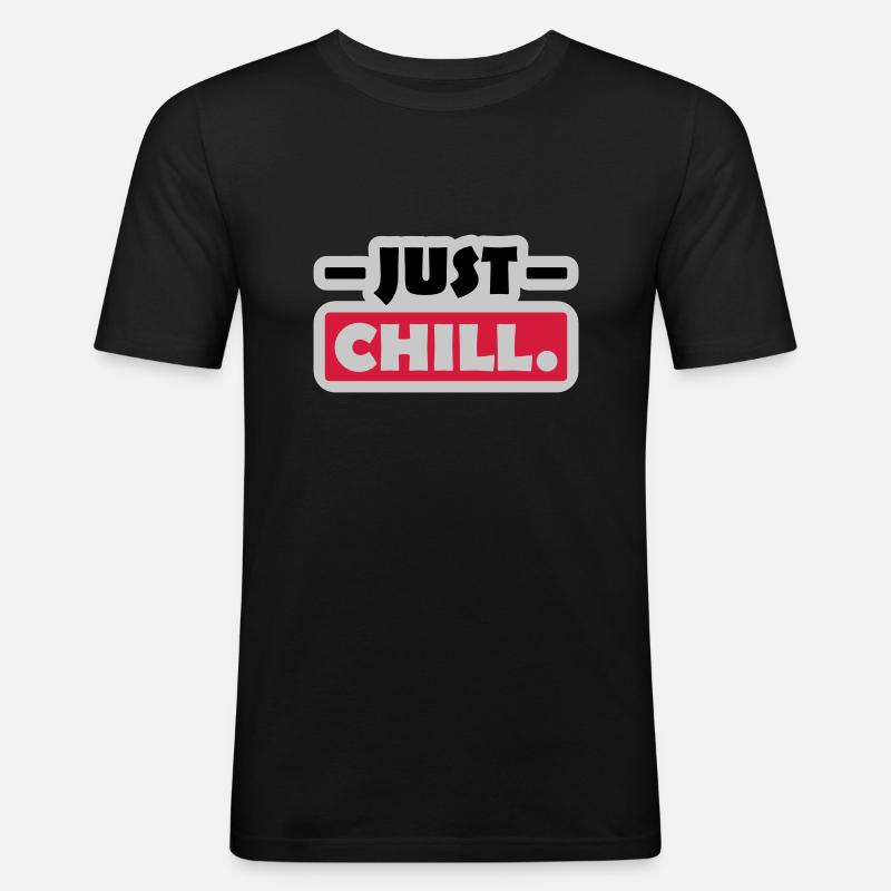 Just Chill Text Logo - Men's Slim Fit T-Shirt - black