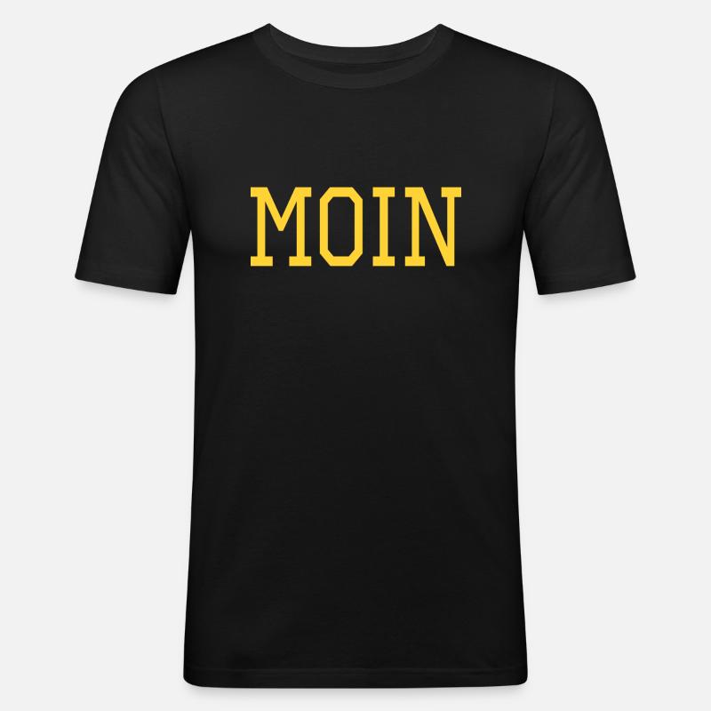 Moin lustige Sprüche - Männer Slim Fit T-Shirt - Schwarz