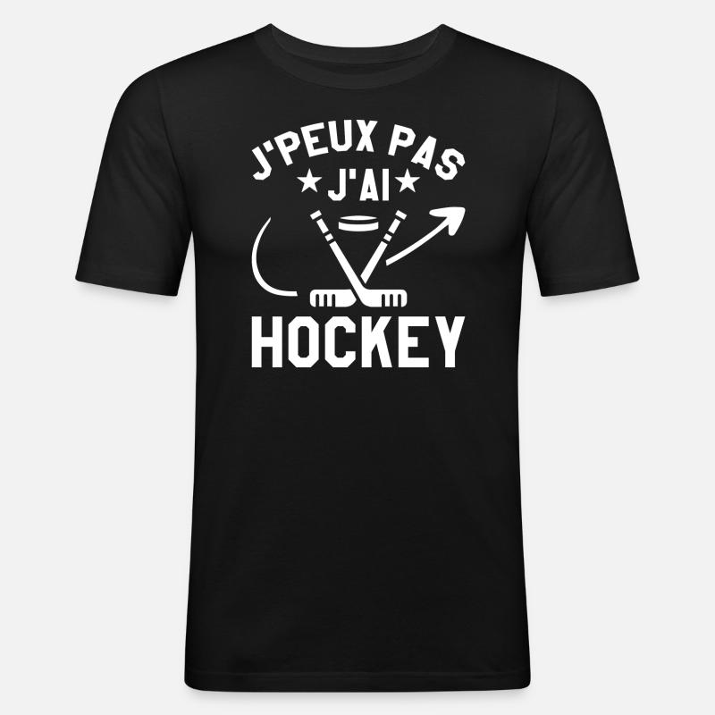 Ich kann nicht Eishockey - Männer Slim Fit T-Shirt - Schwarz