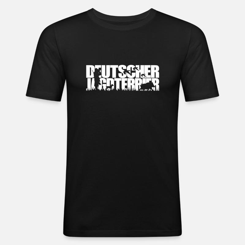 DEUTSCHER JAGDTERRIER Jagdhund - Männer Slim Fit T-Shirt - Schwarz