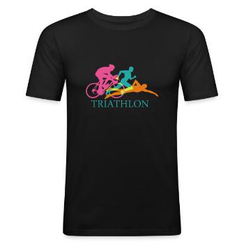 Triathlon - Männer Slim Fit T-Shirt - Schwarz - Vorne - Nik (191cm)