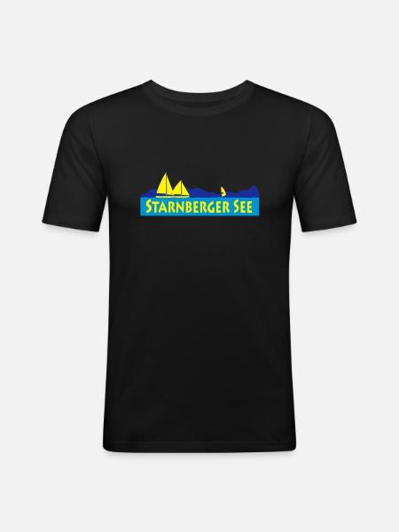 starnberger_see - Männer Slim Fit T-Shirt - Schwarz