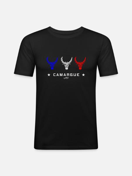 Roter weißer blauer Stier - Männer Slim Fit T-Shirt - Schwarz