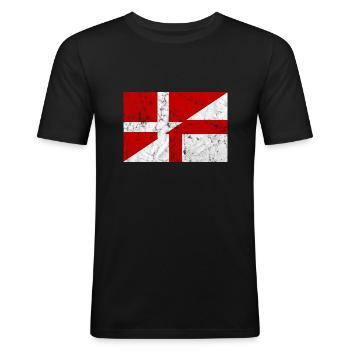 Denmark England Football Flag Flag Dannebrog - Men's Slim Fit T-Shirt - black - Front - Nik (191cm)