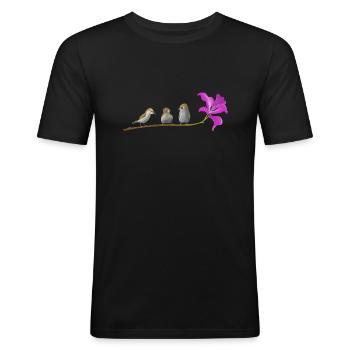 Little birdies Kleine Vögel - Männer Slim Fit T-Shirt - Schwarz - Vorne - Nik (191cm)