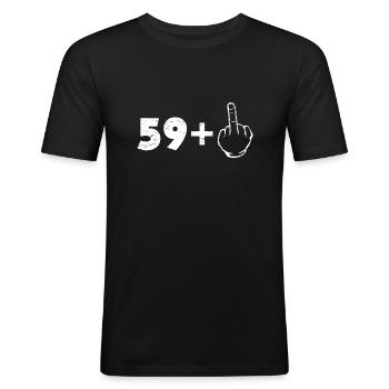 59 plus 1 - Geschenk für den 60. Geburtstag - Männer Slim Fit T-Shirt - Schwarz - Vorne - Nik (191cm)