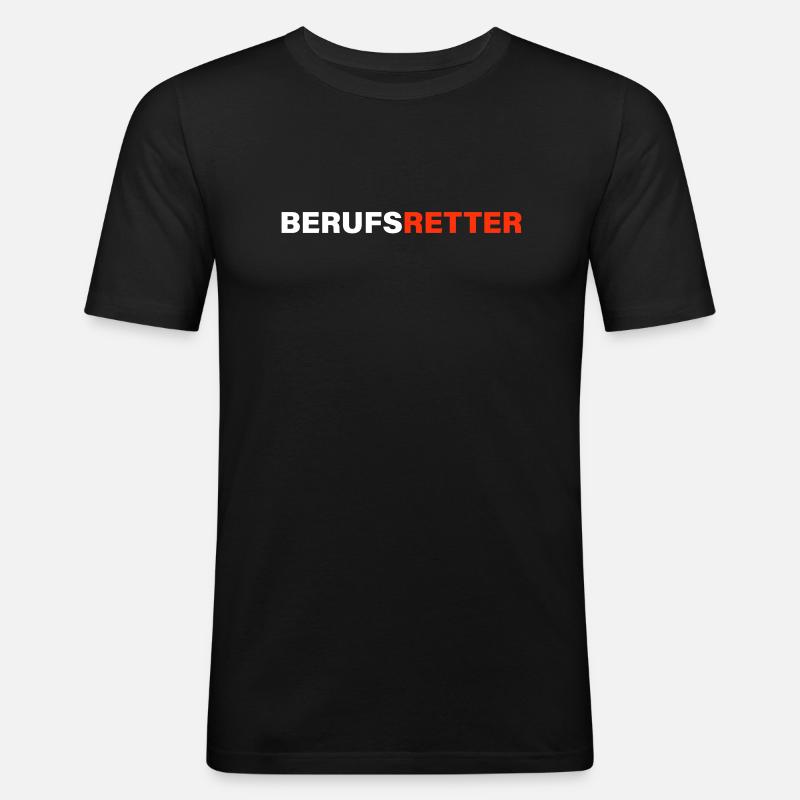Berufsretter - Männer Slim Fit T-Shirt - Schwarz