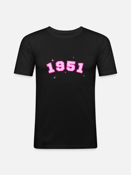 1951 rose étoile - T-shirt près du corps Homme - noir