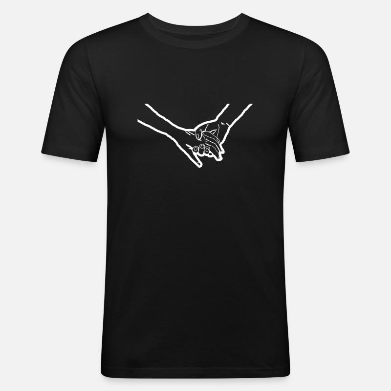 Händchen halten Hand Hände - Männer Slim Fit T-Shirt - Schwarz