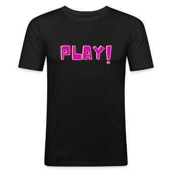 Play - Männer Slim Fit T-Shirt - Schwarz - Vorne - Nik (191cm)