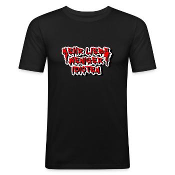 MEHR LIEBE WENIGER IDIOTEN - Männer Slim Fit T-Shirt - Schwarz - Vorne - Nik (191cm)