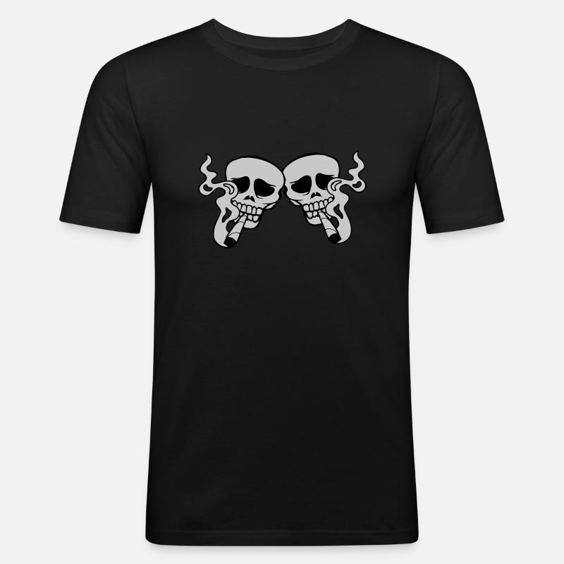 2 Freunde Joint rauchen - Männer Slim Fit T-Shirt - Schwarz