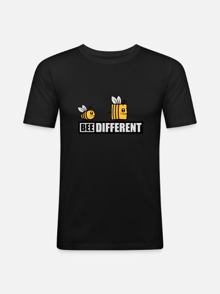 bee different saying quote - Men's Slim Fit T-Shirt - black