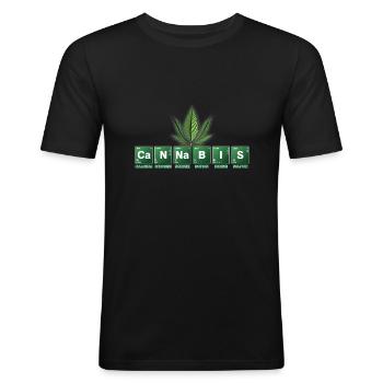 Cannabis - Männer Slim Fit T-Shirt - Schwarz - Vorne - Nik (191cm)