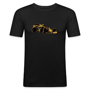 Voiture de course - T-shirt près du corps Homme - noir - Devant - Nik (191cm)