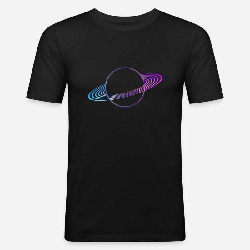 Ringe von Saturn - Männer Slim Fit T-Shirt - Schwarz