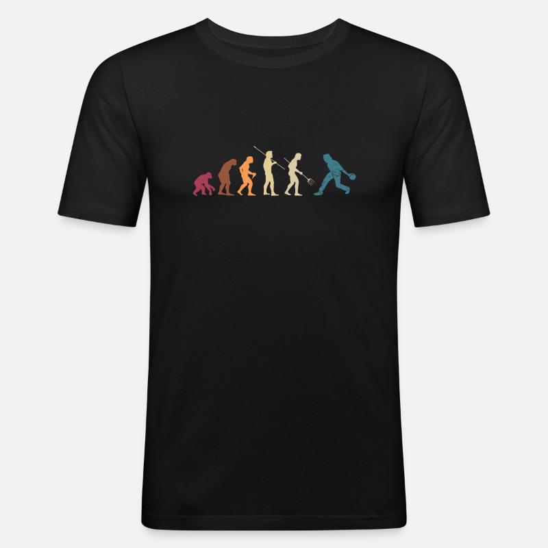 Lustiges Bowling Kegeln Evolution Geschenk - Männer Slim Fit T-Shirt - Schwarz